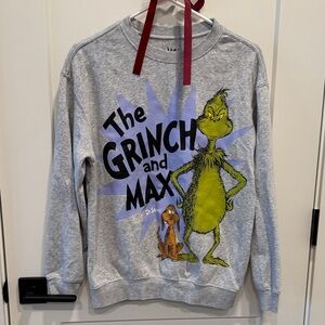 Dr. Seuss Gray Grinch and Max Graphic Sweatshirt